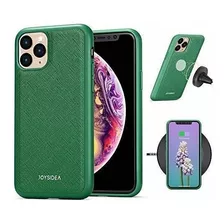 Funda Para iPhone 11 Pro Max Magnética Color Verde Cuero Pu