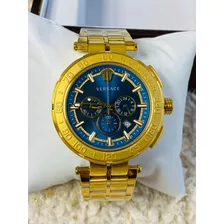 Bonito Reloj Versace De Caballero Fondo Azul + Envío Gratis 
