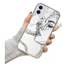 Carcasa Para iPhone Beso Lineas Transparente Funda Silicona 