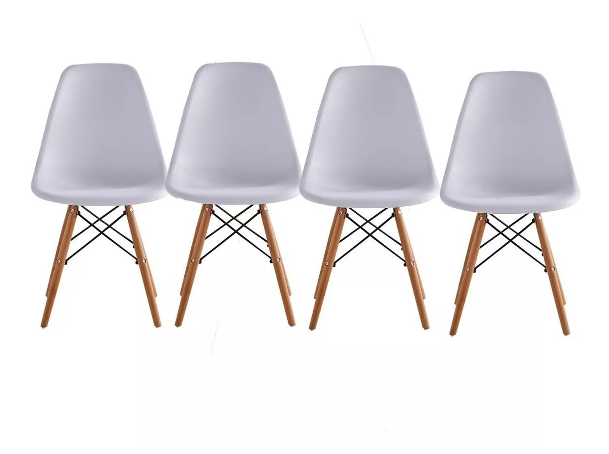 Cadeira De Jantar Begônia Eames, Estrutura De Cor  Branco, 4 Unidades