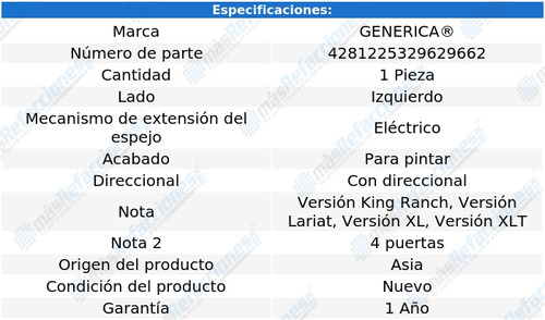 1/ Espejo Izq Elect C/direcc Gnc P/ford F-450 S Duty 99_07 Foto 2