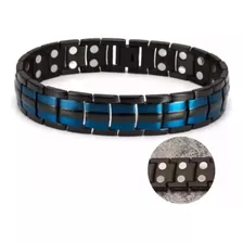 Pulsera Magnetica Azul Y Negro Black/blue Imanes Elegante