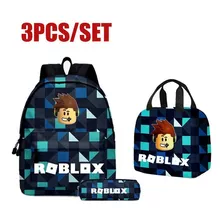 Mochila Escolar Roblox De 3 Piezas, Lonchera Para Lápices Pa