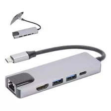 Adaptador Hub Tipo C Usb Y Puerto Ethernet 5 En 1 © 