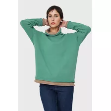 Sweater Holgado Efecto Doble Prenda Verde Menta Nicopoly