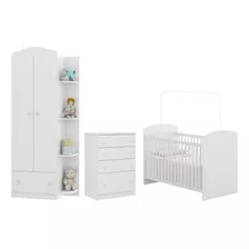 Jogo De Quarto Multimóveis Mp2809.951 Branco/colorido Inclui 4 Peças - Com Cama Clássica E 