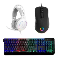 Kit Nibio Teclado K200 + Mouse Rule + Audífonos Zigma Blanco