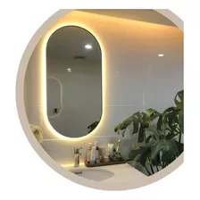 Espejo Doble Medio Punto Ovalado 70x50 Cm Con Luz Led