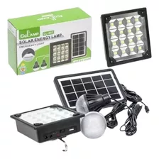 Foco Lampara Solar Led Con Doble Bombilla Usb Carga Celular 