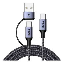 Cable De Carga Topk 60w Pd Cable 2 En 1 Usb-c Carga Rapida 