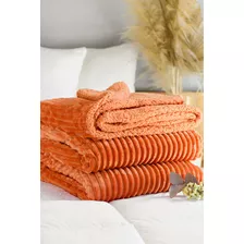 Frazada Flannel Edredón Acolchado - Corderito Al Tono Queen Color Naranja Diseño De La Tela Frazada Flannel Con Corderito Al Tono