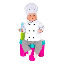 Roupinha Bebê Chef De Cozinha Dólmã E Gorro 6 A 12 Meses