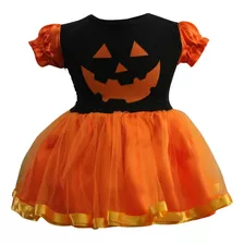 Vestido Bruxinha Laranja Mesversário (bebê)