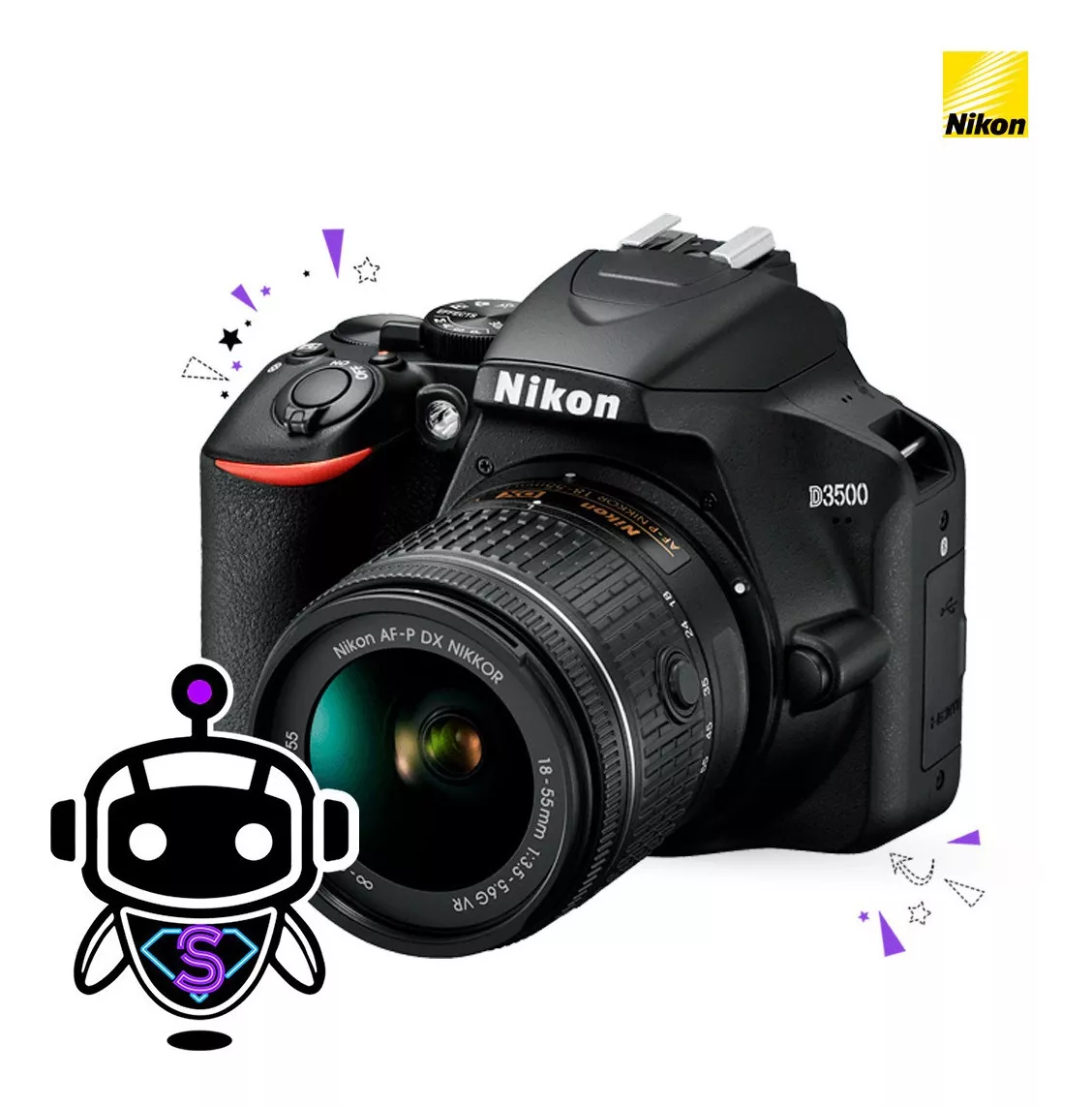 Nikon D3500 + Lente + Memoria 128gb + Trípode + M A L E T A