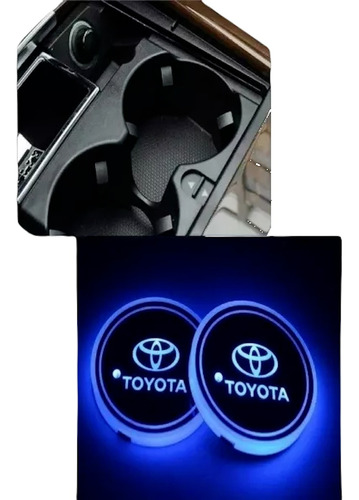 Porta Vasos Luces Led Cambia 7 Colores Emblema Toyota (par) Foto 2