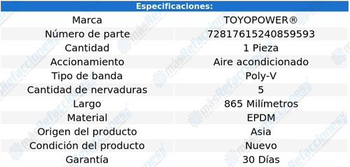 Banda Poly-v Aire Acondicionado 328ci V6 2.8l 2000 Toyopower Foto 4