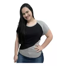 Blusa Raglan Plus Size Camiseta Feminina Fresquinha Até G4 