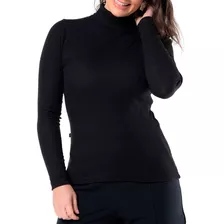 Blusa Cacharrel Canelada Gola Alta Feminina Manga Longa Frio