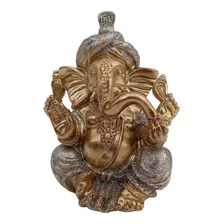 Estatua Ganesha 10cm Decorativo Resina Brilhante Ou Dourada