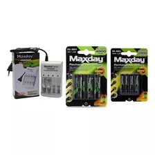 Cargador De Pilas Recargables Maxday + 2blister 4aa + 4 Aaa