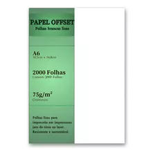 Papel Offset A6 Branco 2000 Folhas Sulfite 75g Chambril Top