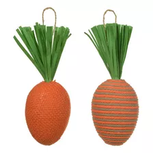 Páscoa Kit 2 Cenoura Decorativa Pendurar Laranja 12cm 