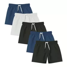 Kit 5 Shorts Masculino Bermuda Mauricinho Liso Básico Tactel