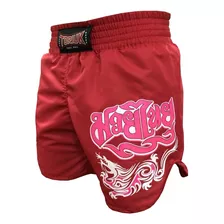 Calção Short Muay Thai Mma - Feminino- Lady Dragon- Vermelho