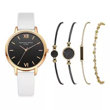 Set Reloj Correas Piel Y 4 Pulseras