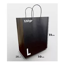 Bolsa Papel Kraft Trenzada Negra 50un