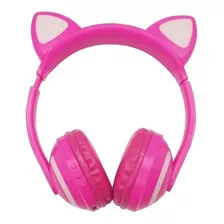 Headphone Fone De Ouvido Orelha Gato Infantil Led E Fio P2 Cor Rosa Cor Da Luz Vermelho