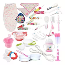 Kit Enxoval Bebê 20 Peças Menina Comtac Kids 1401 Cor Rosa Listras