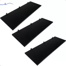 3 Prateleira Mdf Preto 70x25 C/suporte Cozinha Quarto Sala