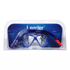 Kit Máscara + Snorkel Leader Ld295 Azul