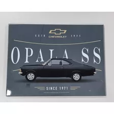 Placa Decorativa Em Metal Opala Ss 1971 Cinza Escuro 26x20