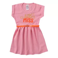 Vestido Infantil Para Bebê Com Cinto Little Miss Rosa