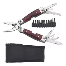 Multitool De Acero Inoxidable Con Mango De Madera Maxam Skwm