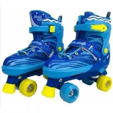 Patines Roller Skate Azul Ch 4 Ruedas Ajustables Niños 