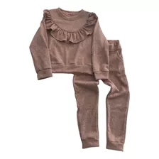 Conjunto Infantil Feminino Inverno Lã Babado