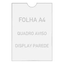 Quadro De Aviso A4 Display De Parede Acrílico Ps Cristal