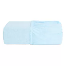 Lençol Cama Queen 30cm Com Elástico Algodão Malha Cor Azul Desenho Do Tecido Liso