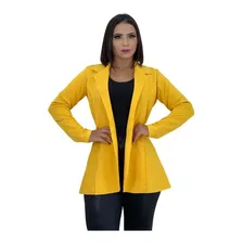 Blazer Feminina Sobretudo Casaco De Neoprene Manga Longa 