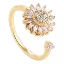 Anillo Anti-ansiedad Girasol Piedras Giratorio Ajustable