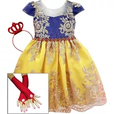 Vestido Infantil Festa Realeza Aniversario Branca De Neve