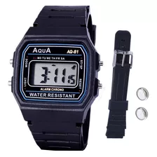 Relógio Aqua Digital Masculino + Brinde Pulseira + Bateria 