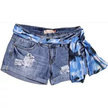 Short De Jeans Con Rotura Incluye Pañuelo, Sybilla Importado