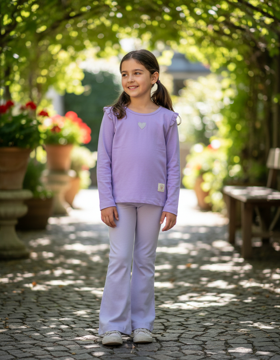 Conjunto Remera Manga Larga Y Calza Oxford Algodón Nena Niña