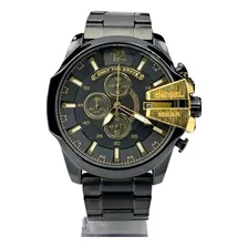 Reloj Masculino Diesel Negro/dorado À Prueba Dágua Con Caja