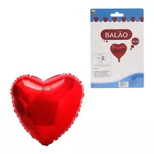 Balao / Bexiga Coracao Metalizado Vermelho 46cm