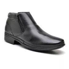 Bota Casual Masculina Ortopédico Couro Cadarço Liso Macio